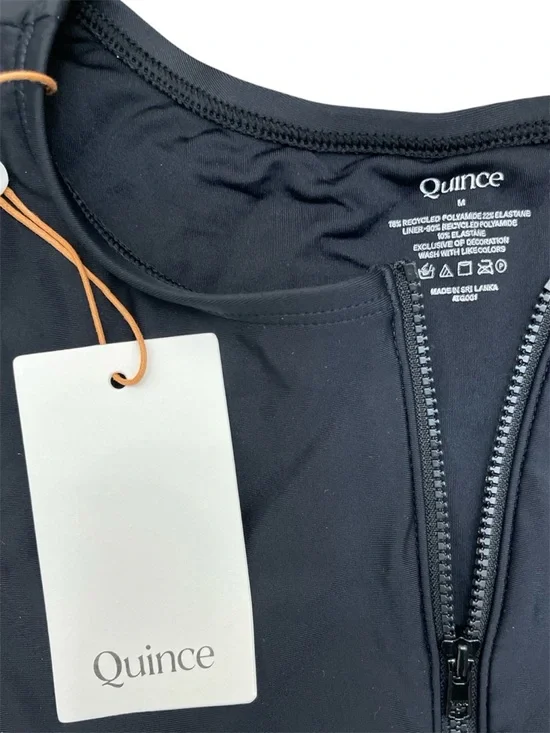 Quince Black Zip Front One-Piece Swimsuit NWT Size M Sustainable Italian Fabric - Picture 5 of 5
